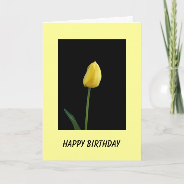 happy birthday yellow tulip flower card (Front)