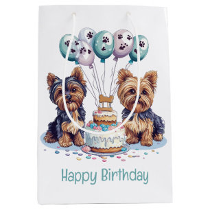 Happy Birthday Yorkie Dog Medium Gift Bag