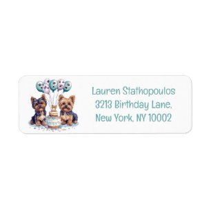 Happy Birthday Yorkie Dog Return Address Label