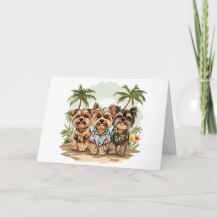 Happy Birthday Yorkie Dogs Hawaiian Shirts Card