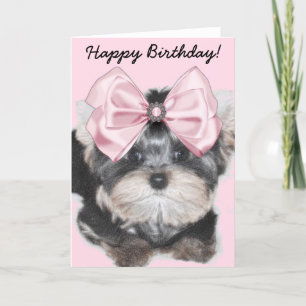 Happy Birthday Yorkie puppy greeting card