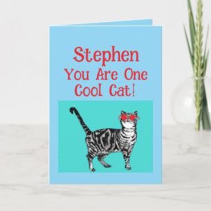 Happy Birthday You Cool Tabby Cat Mens Husband Card