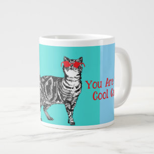 Happy Birthday You Cool Tabby Cat Mens Husband Large Coffee Mug