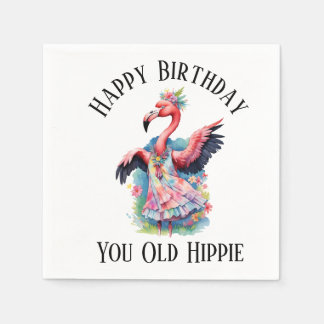 Happy Birthday You Old Hippie Retro Seventies Napkin