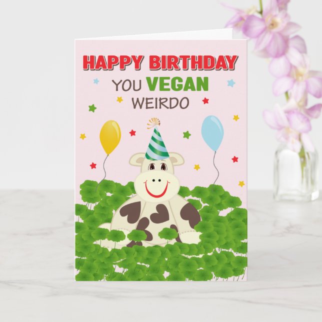 Happy Birthday You Vegan Weirdo Card (Orchid)