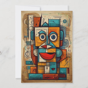 Happy Birthday Your How Old Funny Cubism Cartoon Holiday Card
