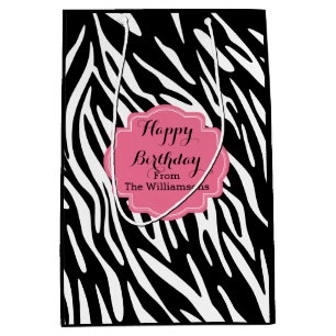 Happy Birthday Zebra Print Gift Bag