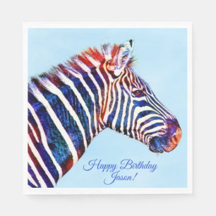 Happy Birthday Zebra Print Personalised Napkins