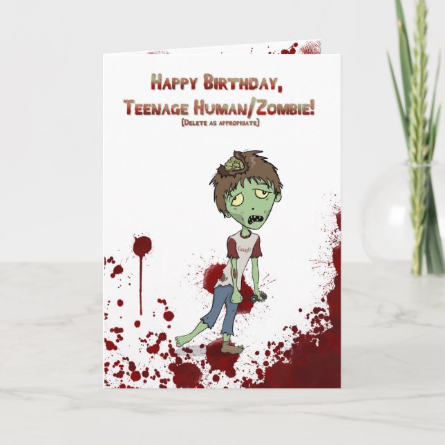 Happy Birthday zombie teenager Card (Front)