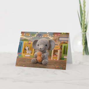 Happy Birthday Zoo Elephant and Colouring Page Card