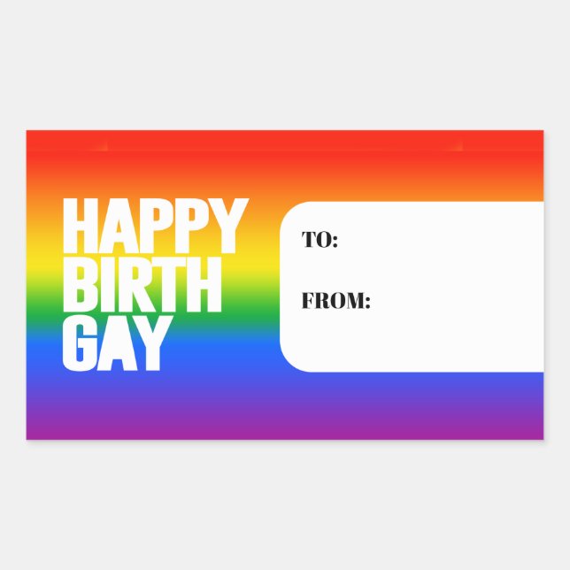 Happy Birthgay Rectangular Sticker (Front)