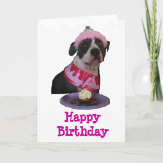Happy Bithday Pit Bull Princess Card
