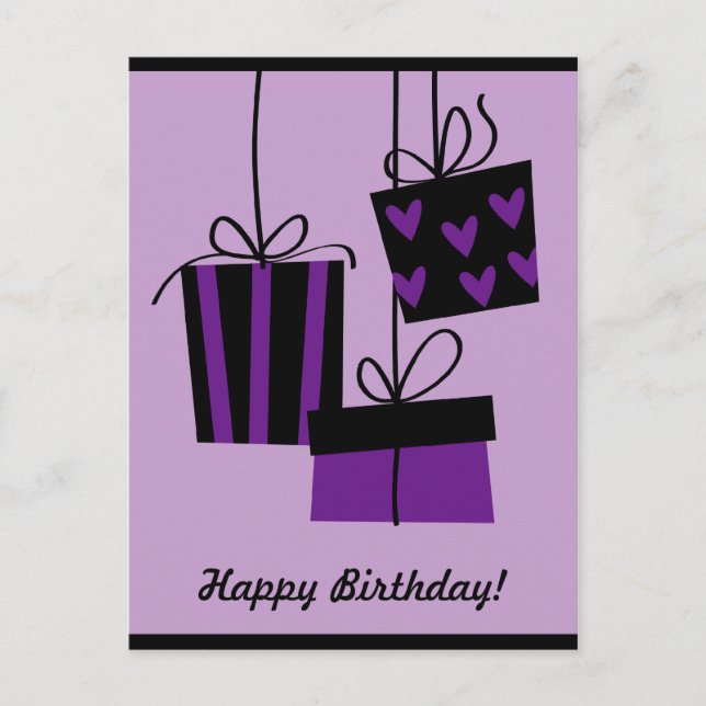 happy bithday - purple Postcard (Front)