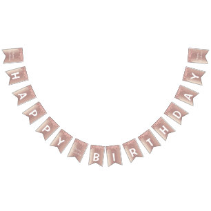 Happy Bithday - Rose Gold Blush Glitter Drips Bunting