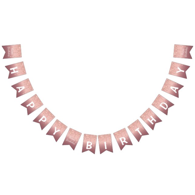 Happy Bithday - Rose Gold Blush Glitter Sparkle Bunting (All)