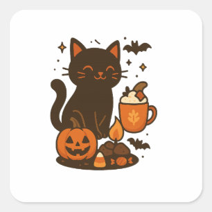 Happy Black Cat – Cute Halloween Sticker Design