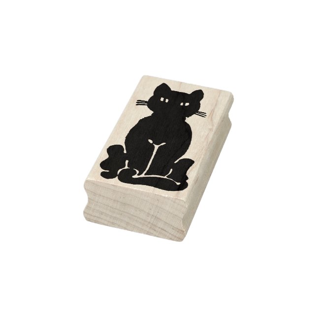 Happy Black Cat Rubber Stamp (Stamp)