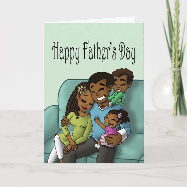 Happy Black Family Father's Day Card (Front)