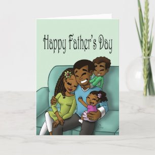 Happy Black Family Father's Day Card