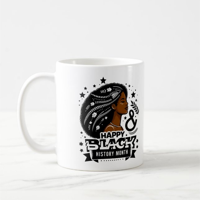 Happy Black History Month African Map Graphic Coffee Mug (Left)