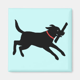 Happy Black Labrador Retriever   Running Black Lab Magnet