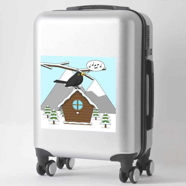 Happy Blackbird Singing in Winter Landscape (Suitcase)