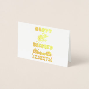 Happy Blessed And Thankful Foil Card