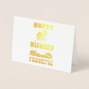 Happy Blessed And Thankful Foil Card