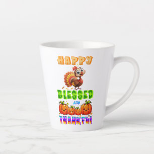 Happy Blessed And Thankful Latte Mug