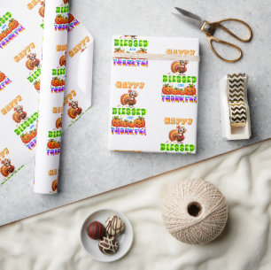Happy Blessed And Thankful Wrapping Paper