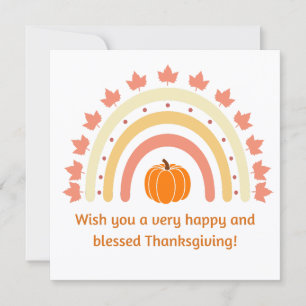 happy blessed thanksgiving pumpkin rainbow cute card