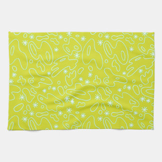 HAPPY BLOBS! - in bright yellow, white, and teal Tea Towel