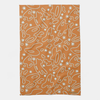 Happy Blobs! -Orange White Teal Tea Towel