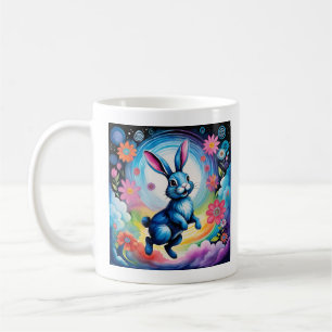Happy Blue Bunny Dream Joy Coffee Mug