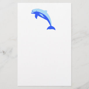 Happy Blue Dolphin, Cute Tropical Ocean Cartoon Stationery