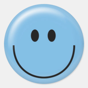 Happy blue face classic round sticker