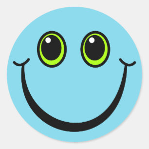 Happy Blue Face Classic Round Sticker