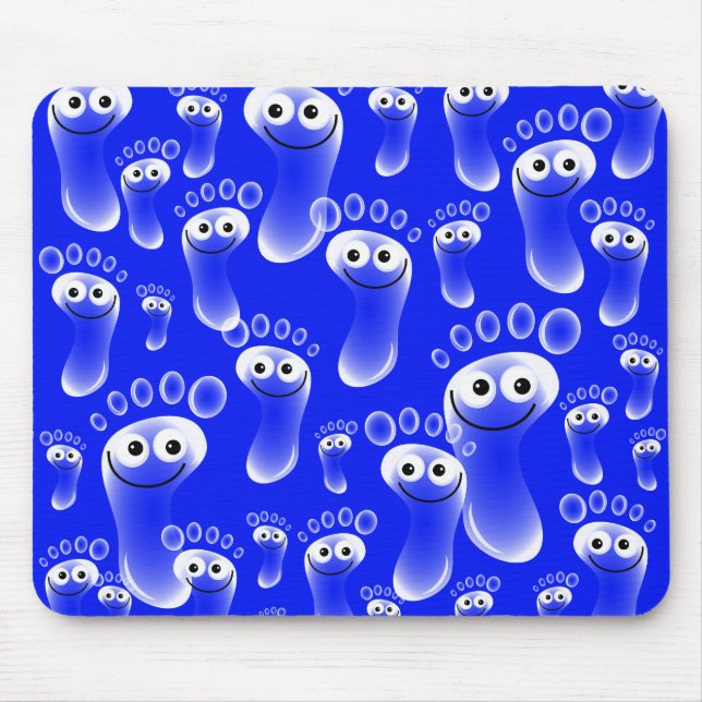 Happy Blue Feet Mouse Pad (Front)