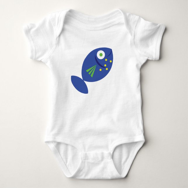 Happy Blue Fish Baby Tee (Front)