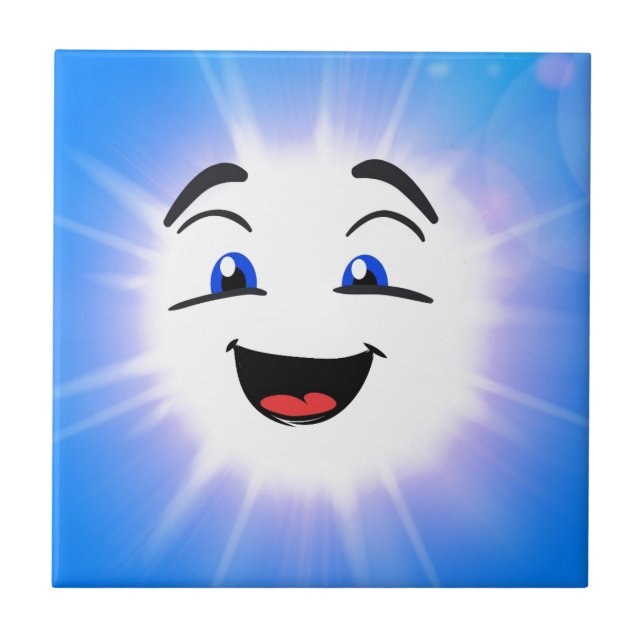 Happy blue man face tile (Front)