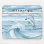 Happy Blue Ocean Dolphin Waves Mouse Pad<br><div class="desc">Happy Blue Ocean Dolphin Waves</div>