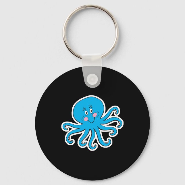 happy blue octopus key ring (Front)
