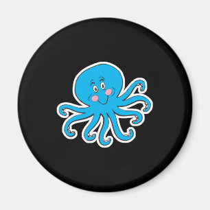 happy blue octopus magnet