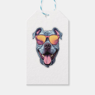 Happy Blue Pitbull Wearing Sunglasses Gift Tags