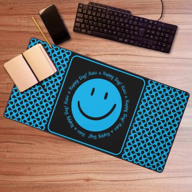 Happy Blue Smile Desk Mat (Creator Uploaded)
