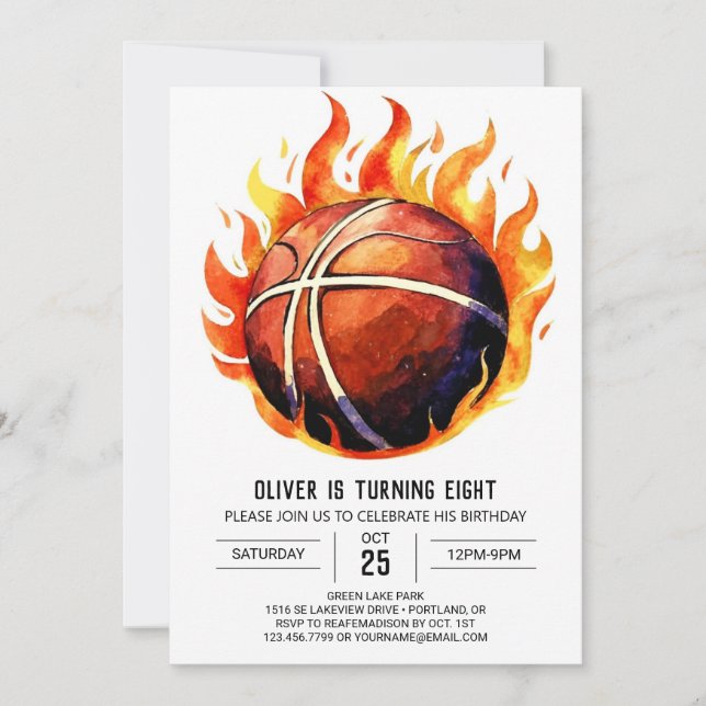 Happy Boho Net Basketball Birthday Invitation (Front)