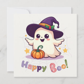  Happy Boo Cute Ghost Flat Card