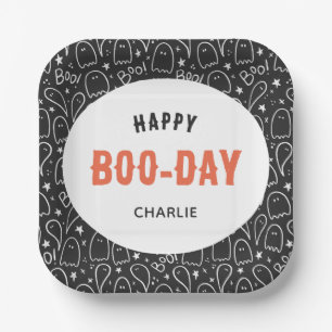 Happy 'Boo-Day' Cute Ghosts Birthday Party Paper Plate