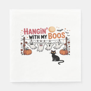 Happy Boo-Day Ghost Cat PNG - Spooky Cute Oversize Napkin