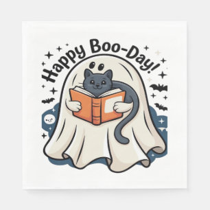 Happy Boo-Day Ghost Cat PNG - Spooky Cute Oversize Napkin
